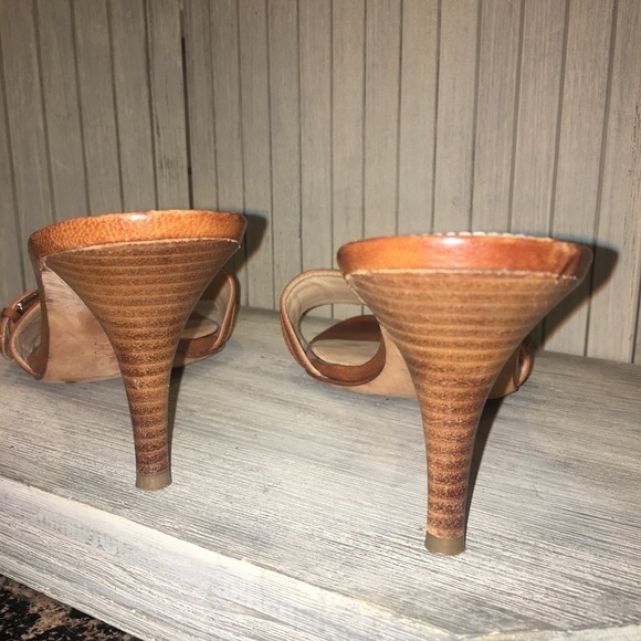 Via Spiga Brown Leather Heeled Slide Size 10M - Picture 4 of 6